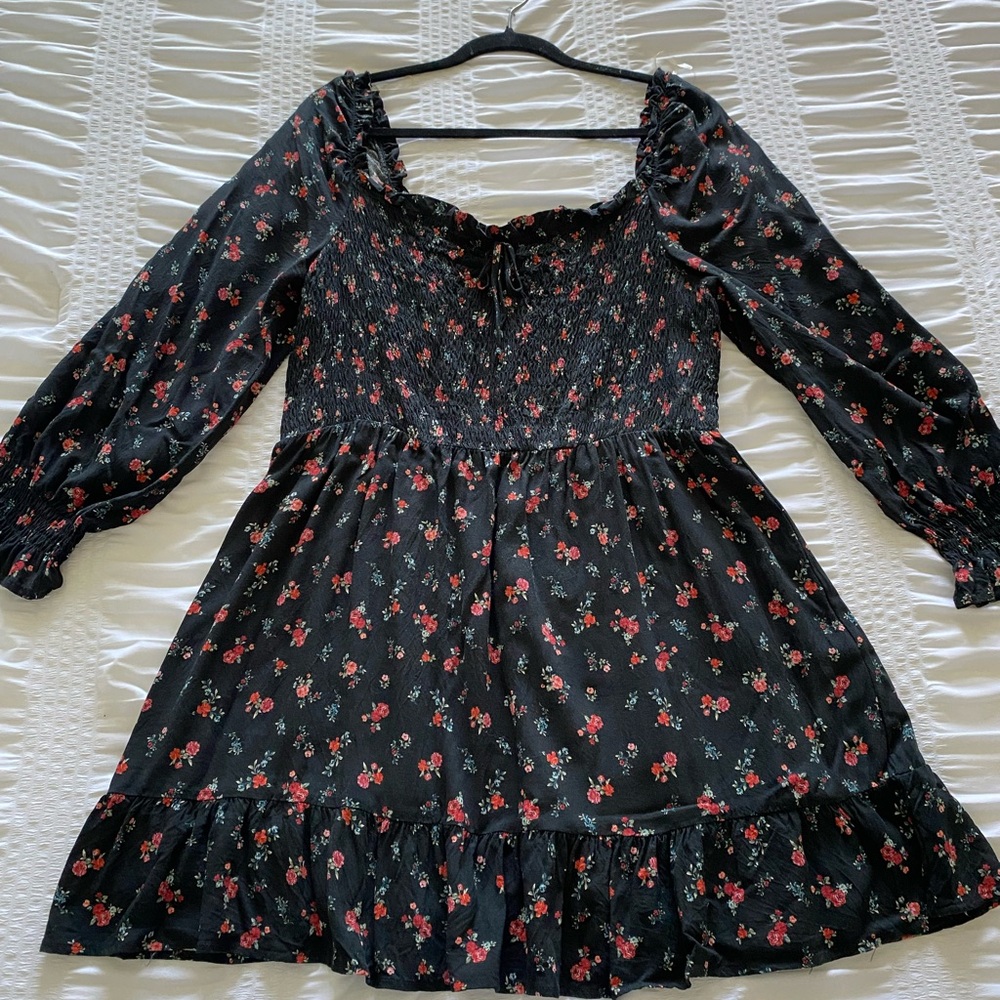 Wild Fable Black and Pink Ruffled High-Low Sundress